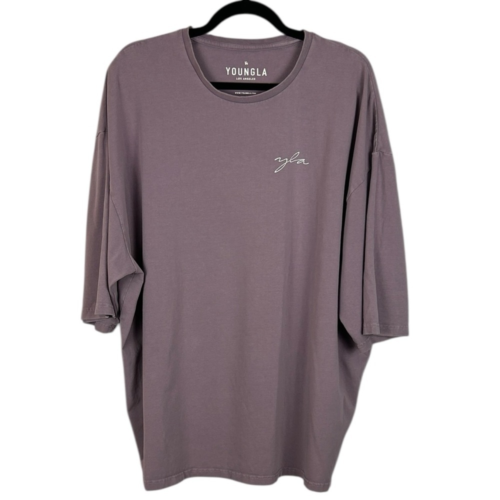YoungLA Athleisure Casual Cotton Short Sleeve Oversized Tee XXL Lavender Relaxed